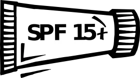 SPF 15+ Sunscreen Protection Minimal Black and White Clipart Design
