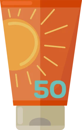 Sun Protection Sunscreen Bottle Clipart with High SPF 50 Shield Design