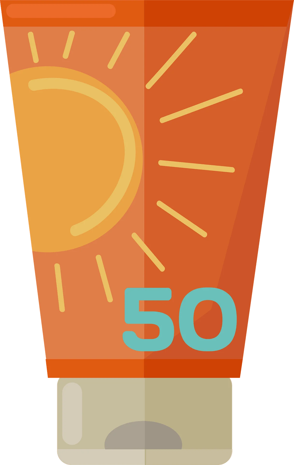 Sun Protection Sunscreen Bottle Clipart with High SPF 50 Shield Design