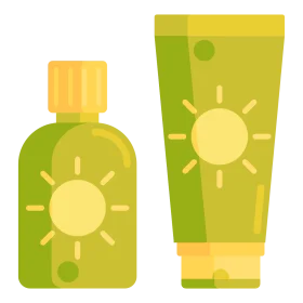 Sunny Day Protection: Stylish Sunscreen Clipart with Bottle and Tube Design