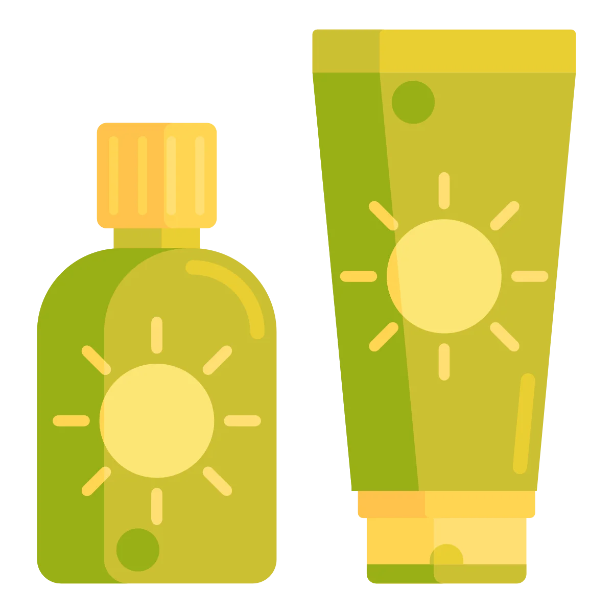 Sunny Day Protection: Stylish Sunscreen Clipart with Bottle and Tube Design
