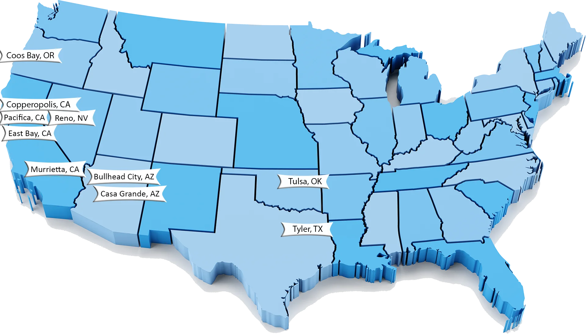 United States Geographic Blue Tonal Silhouette Clipart Map Design