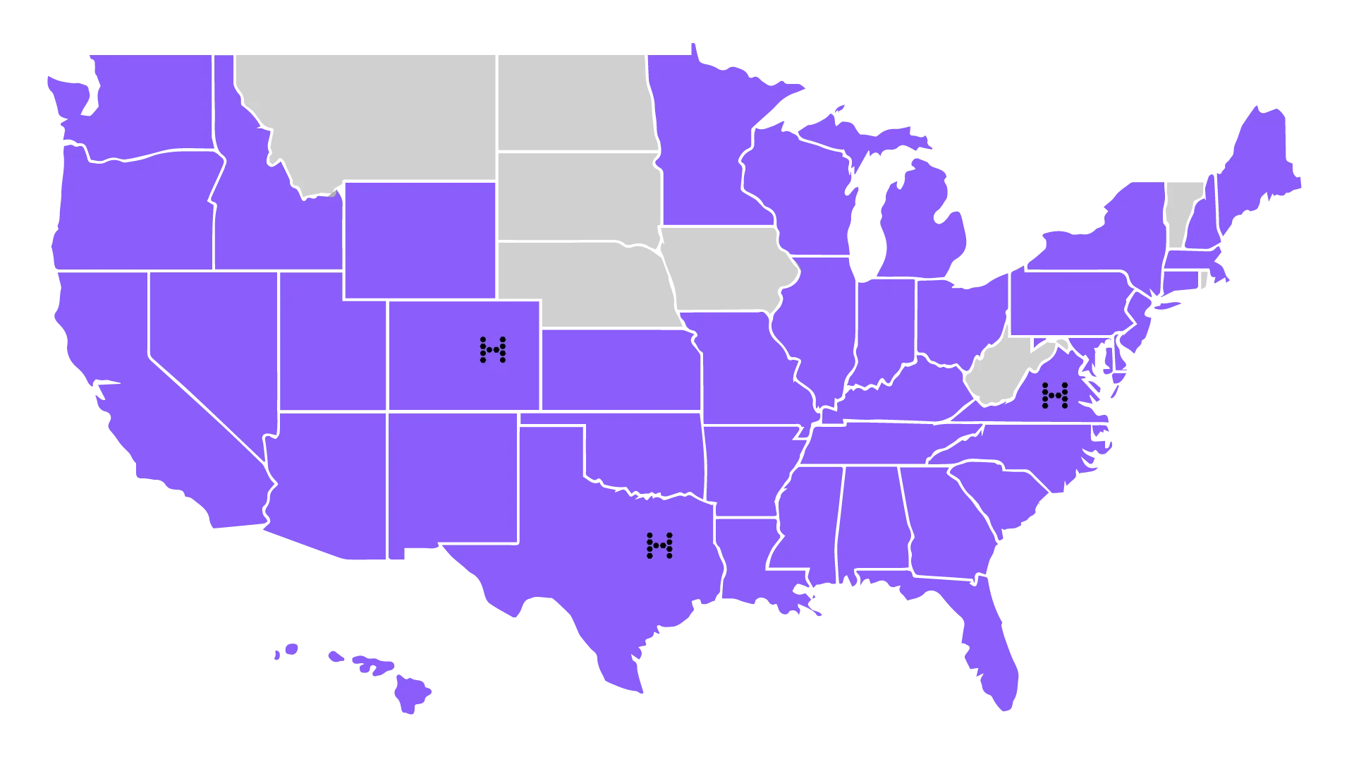 United States Geographic Representation Clipart with Lavender Color Palette
