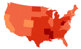 United States Geographical Representation Heatmap Clipart with Regional Color Gradient
