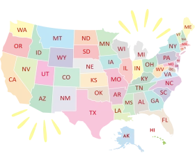 United States of America Pastel-Toned States Map Clipart Illustration Design
