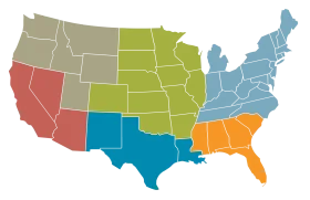 United States Regional Colorful Geographical Clipart Map Visualization