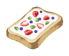 Whimsical Fruit-Topped Cream Cheese Toast Clipart with Colorful Berries
