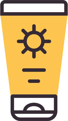 Yellow Sunscreen Bottle Clipart with Radiant Sun Protection Icon Design