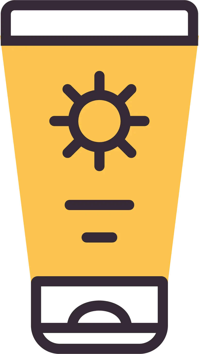 Yellow Sunscreen Bottle Clipart with Radiant Sun Protection Icon Design
