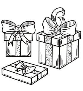 Black and White Christmas Presents Clipart - Festive Gift Boxes with Bows