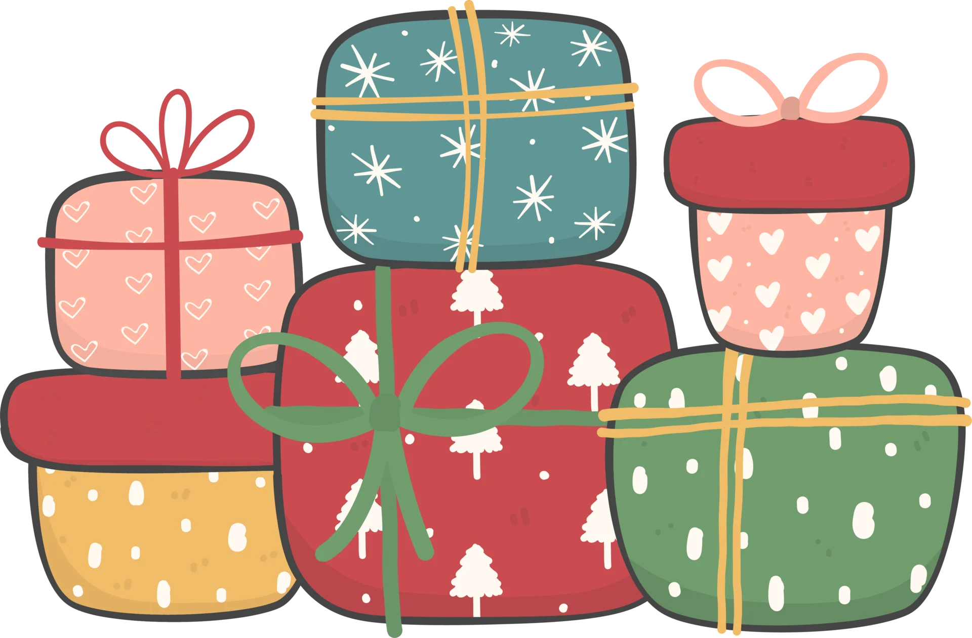Charming Christmas Gift Boxes Clipart - Festive Holiday Present Collection