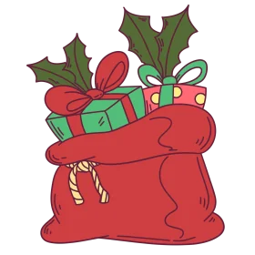 Festive Christmas Gift Sack Overflowing with Colorful Presents Clipart Illustration