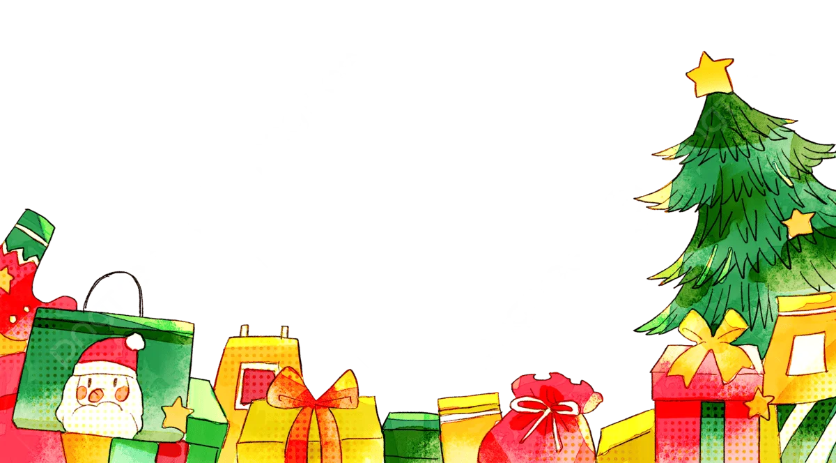 Festive Christmas Gift Wonderland: Colorful Holiday Presents and Tree Clipart Design