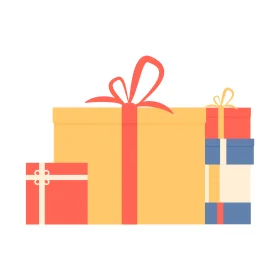 Festive Christmas Gifts Clipart - Wrapped Presents in Warm Color Palette