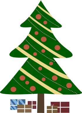Festive Christmas Tree Clipart with Decorative Ornaments and Gift Packages