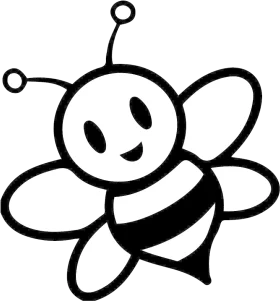Adorable Black and White Bumble Bee Clipart with Cute Cartoon Style