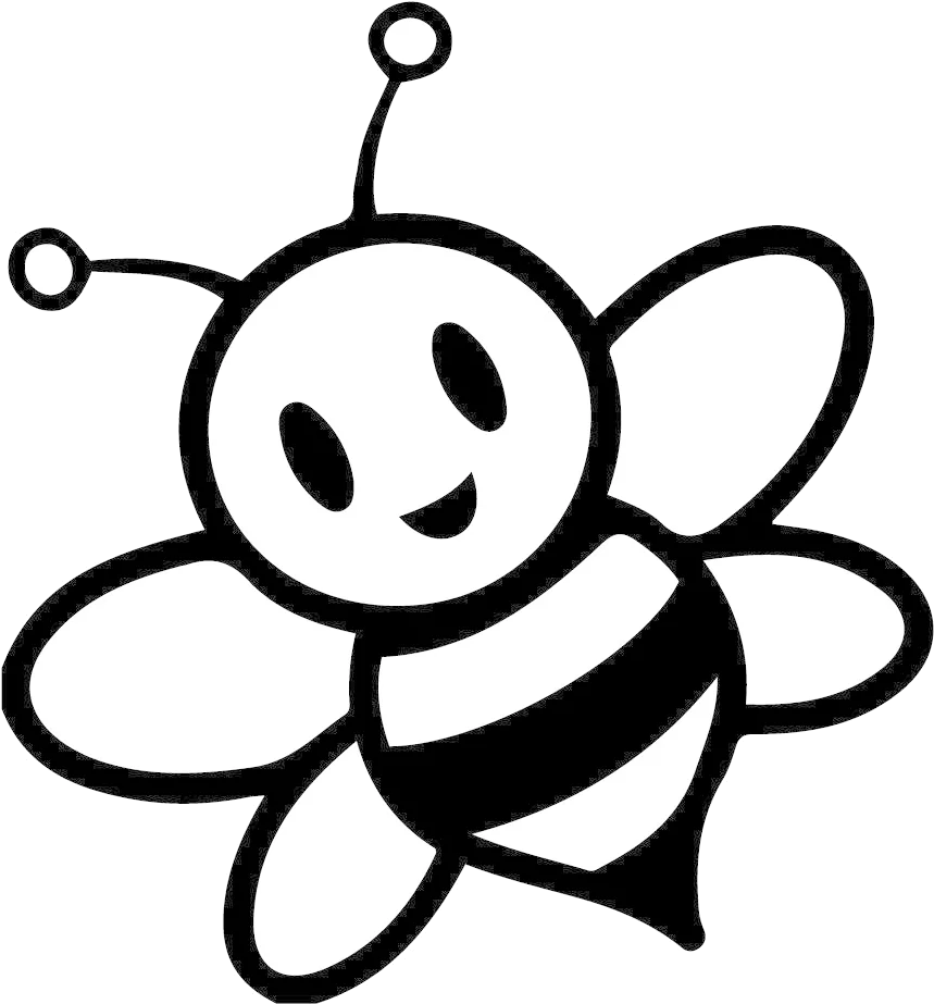 Adorable Black and White Bumble Bee Clipart with Cute Cartoon Style