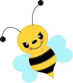 Adorable Cartoon Bumble Bee Clipart with Charming Pastel Blue Wings