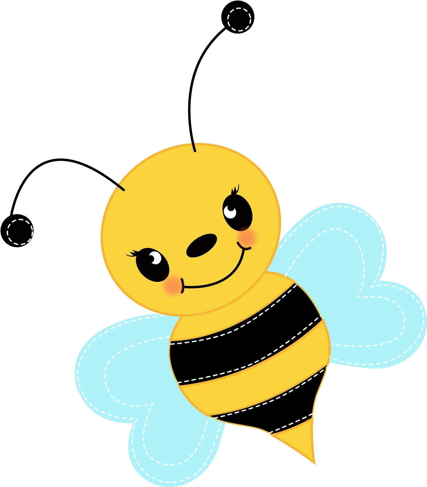 Adorable Cartoon Bumble Bee Clipart with Charming Pastel Blue Wings