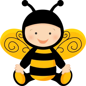 Adorable Cartoon Bumble Bee Clipart with Cute Smiley Character Design