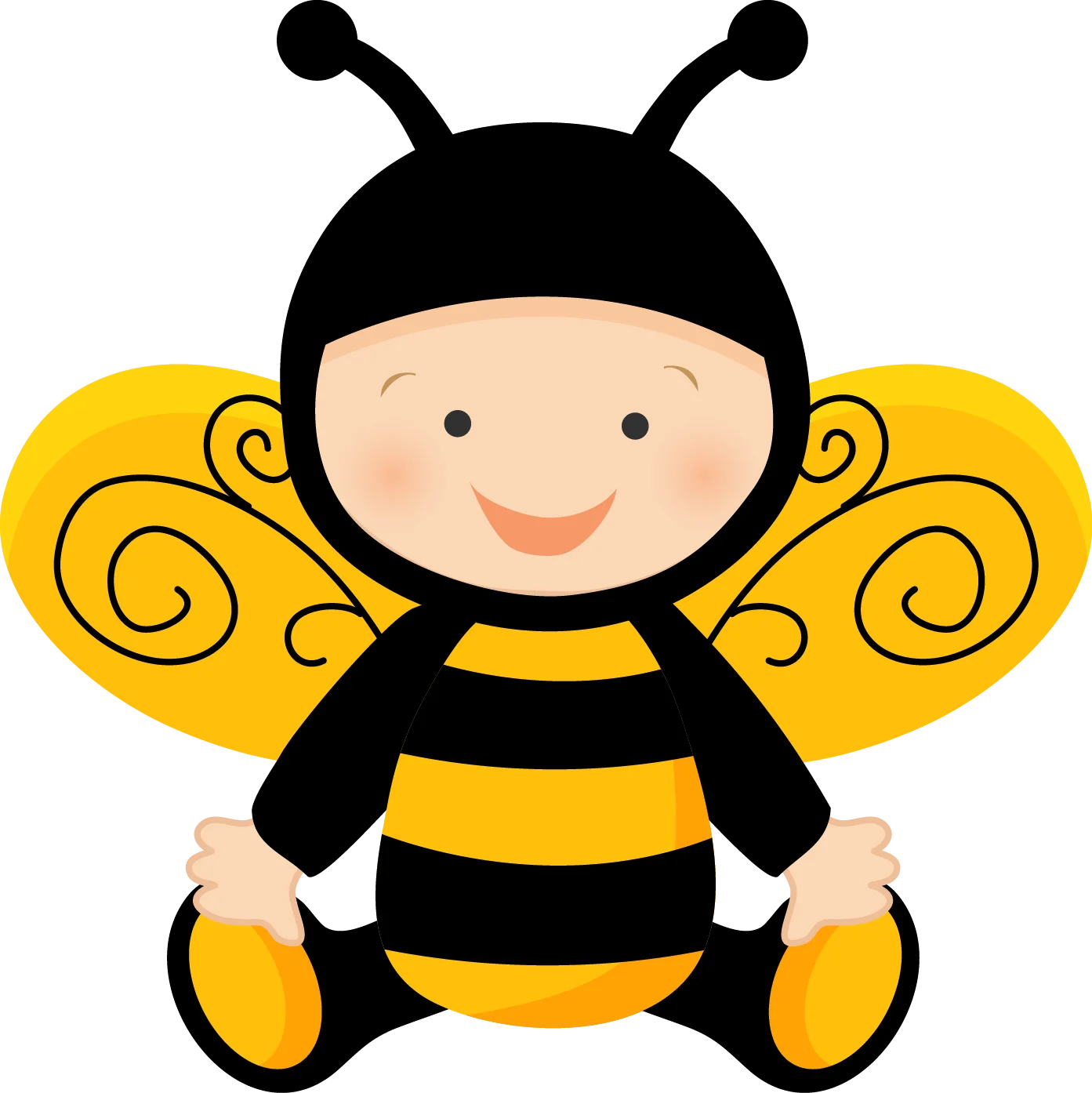 Adorable Cartoon Bumble Bee Clipart with Cute Smiley Character Design