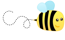 Adorable Cartoon Bumble Bee Clipart with Whimsical Flight Path Design