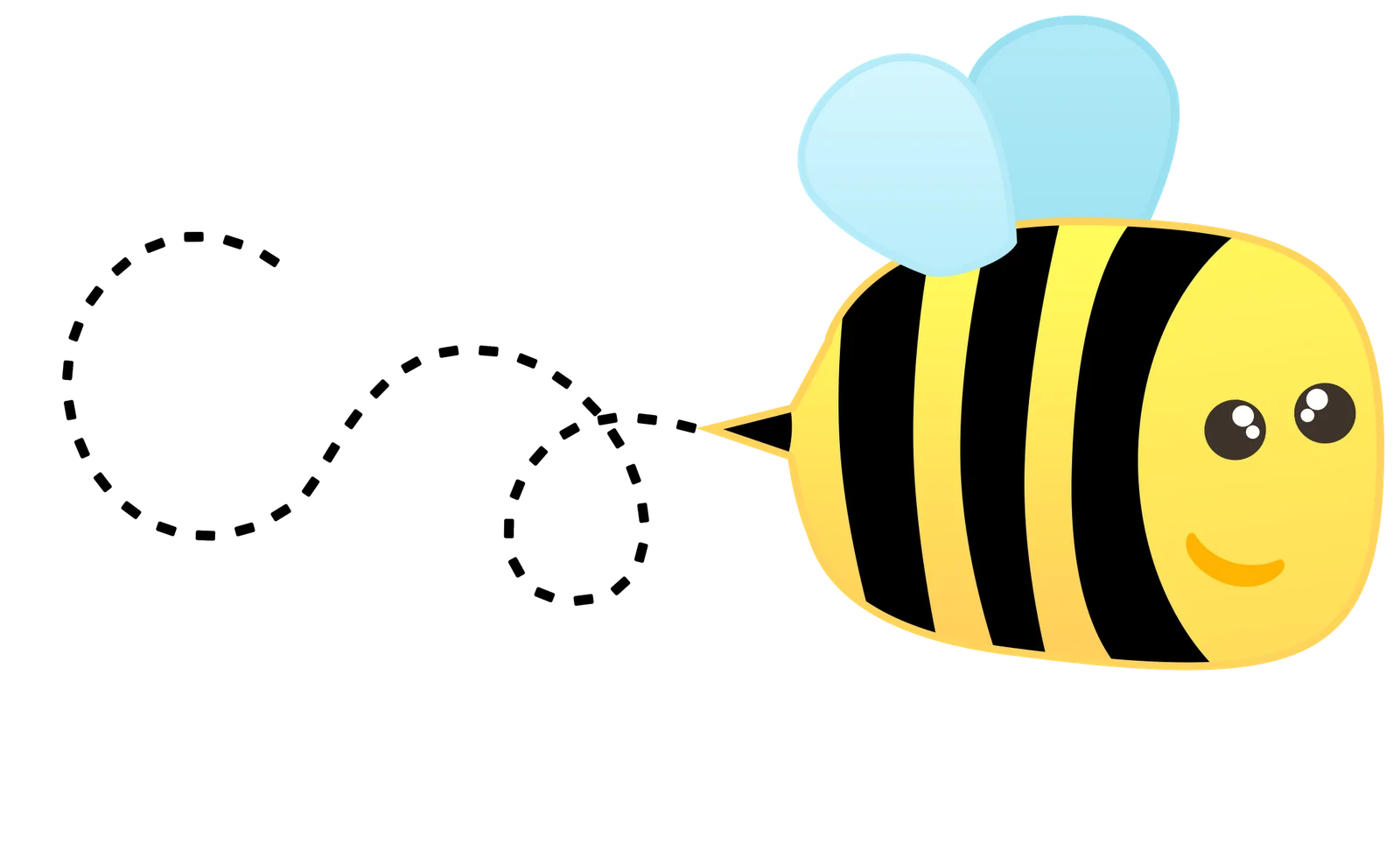Adorable Cartoon Bumble Bee Clipart with Whimsical Flight Path Design
