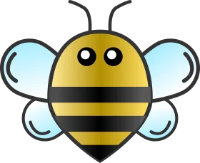Adorable Cartoon Bumblebee Clipart: Charming Illustration with Soft Blue Wings