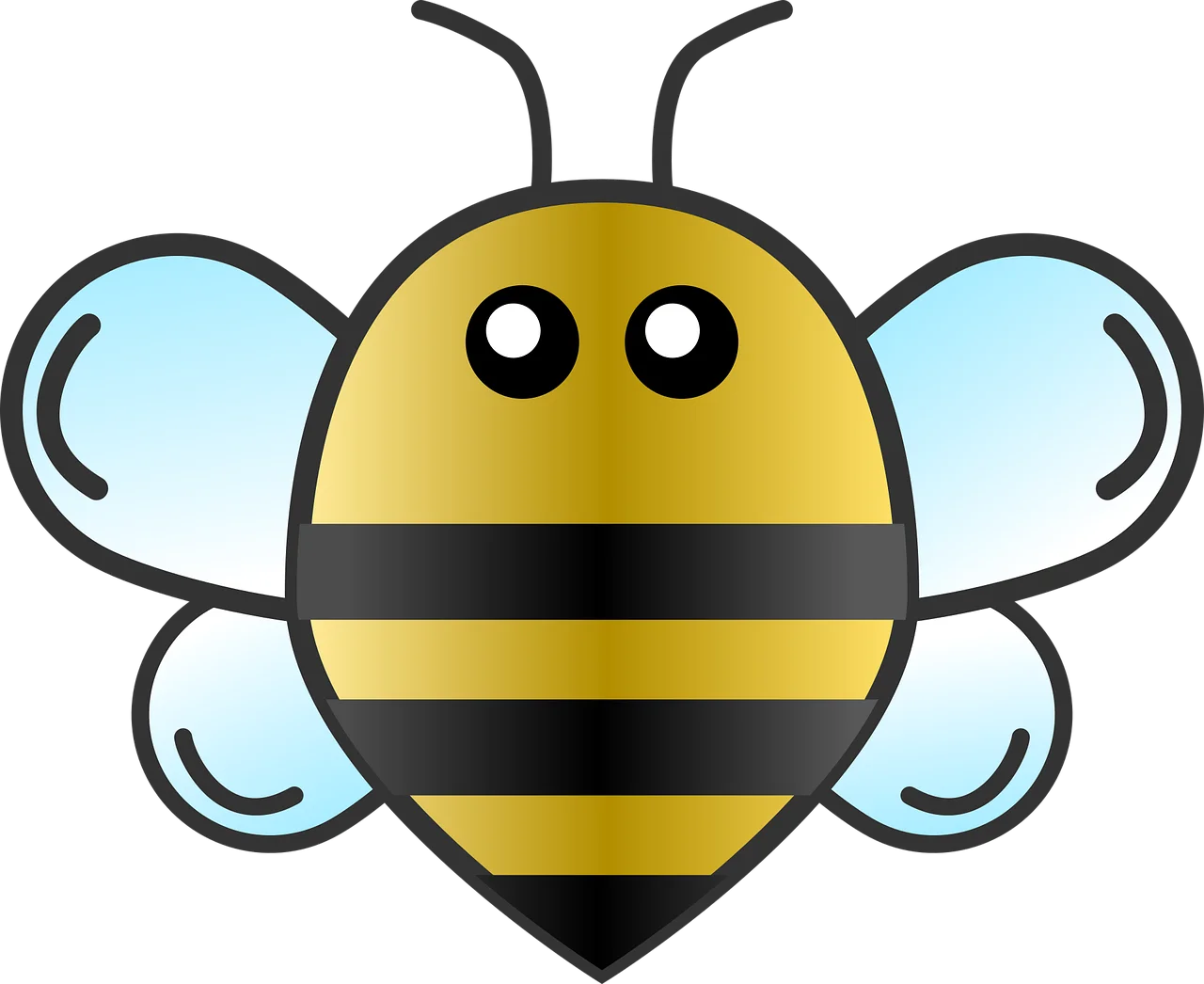 Adorable Cartoon Bumblebee Clipart: Charming Illustration with Soft Blue Wings