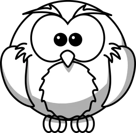 Adorable Cartoon Owl Clipart: A Whimsical Black and White Illustration of Cute Feathered Friend