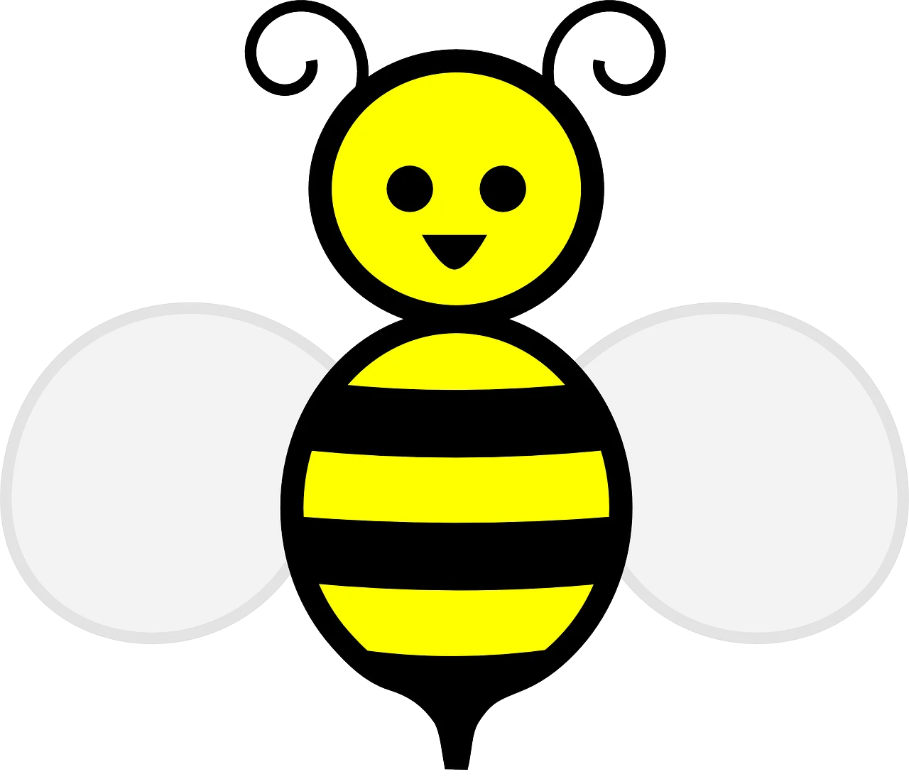 Adorable Kawaii-Style Yellow and Black Bumblebee Clipart Illustration