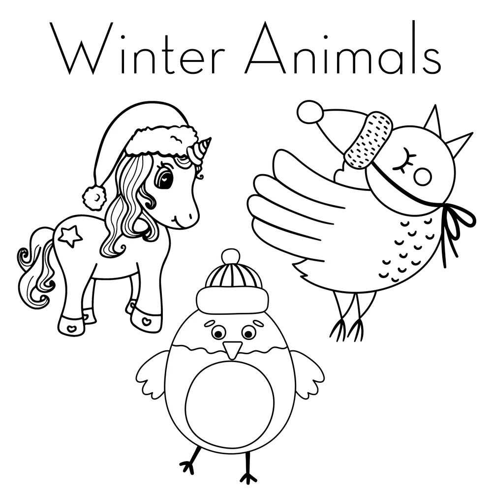 Adorable Winter Animals Clipart Collection: Festive Seasonal Sketch Designs