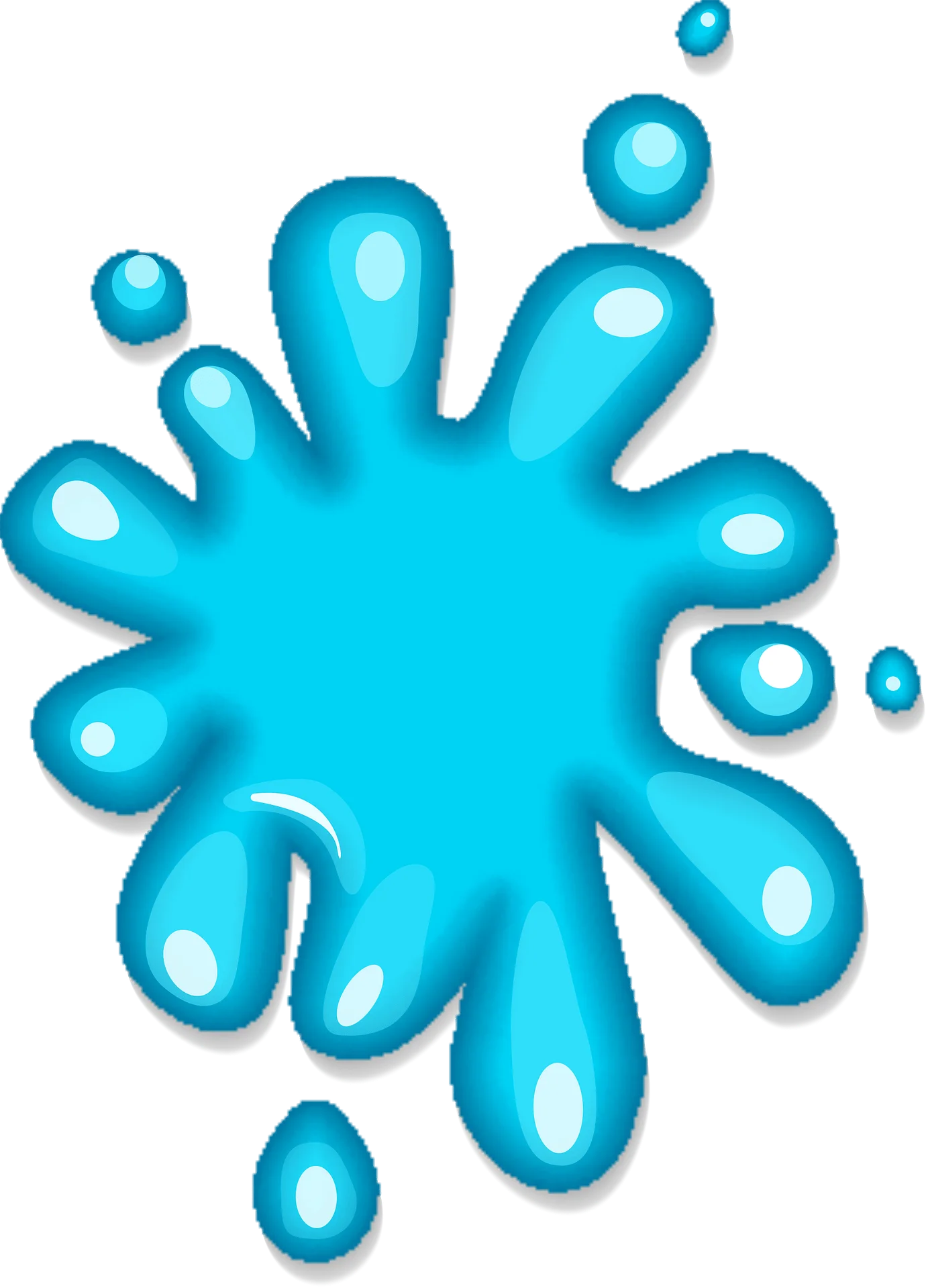 Blue Water Splash Droplet Clipart Design with Glossy 3D Effect