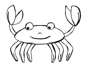 Charming Black and White Crab Clipart with Playful Smile and Curvy Limbs