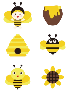Charming Bumble Bee and Honey Themed Cartoon Clipart Collection
