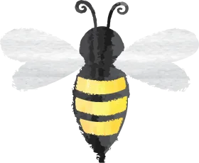 Charming Hand-Drawn Bumblebee Clipart with Soft Watercolor Texture