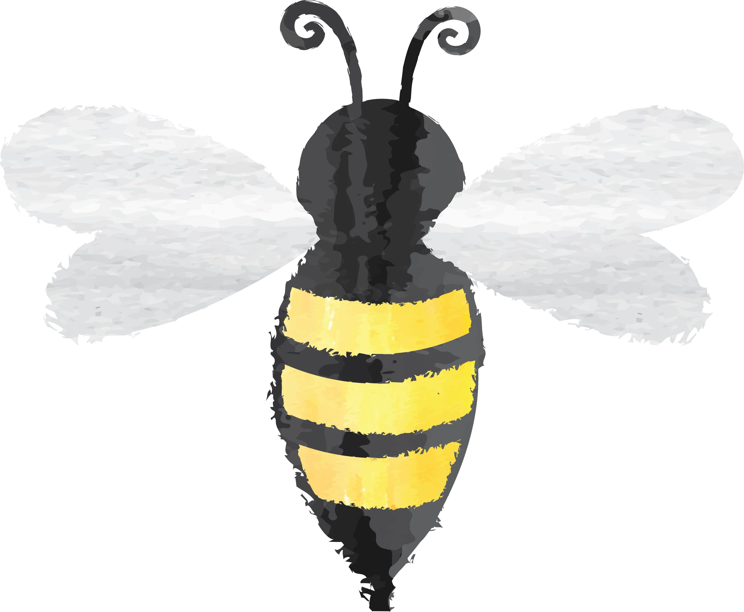 Charming Hand-Drawn Bumblebee Clipart with Soft Watercolor Texture