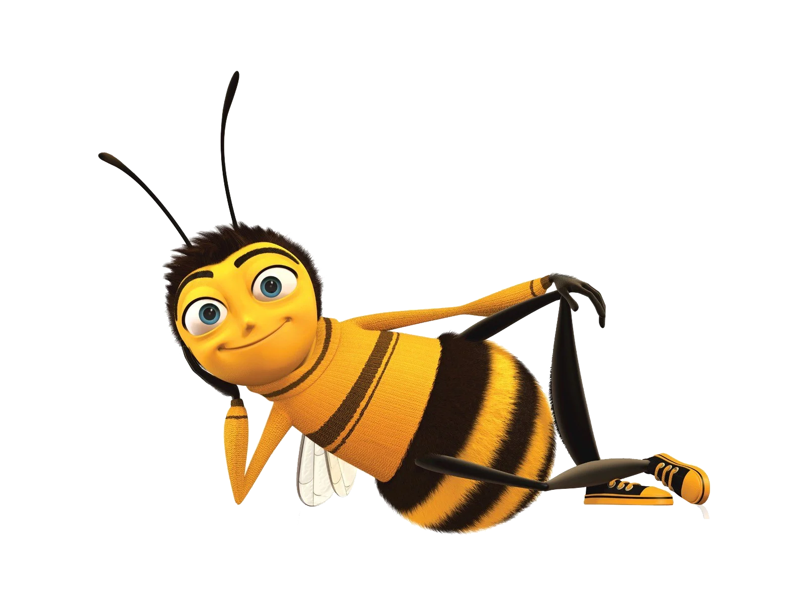 Cheerful Cartoon Bee Clipart - Friendly Yellow and Black Striped Character