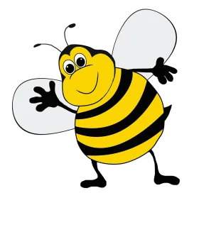 Cheerful Cartoon Bumble Bee Clipart with Friendly Expression and Bold Stripes
