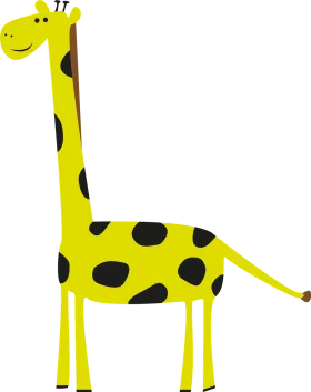 Cheerful Yellow Cartoon Giraffe Clipart with Playful Black Spots