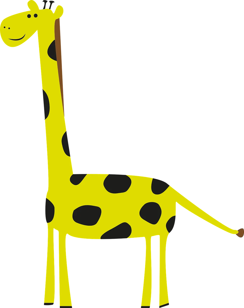 Cheerful Yellow Cartoon Giraffe Clipart with Playful Black Spots