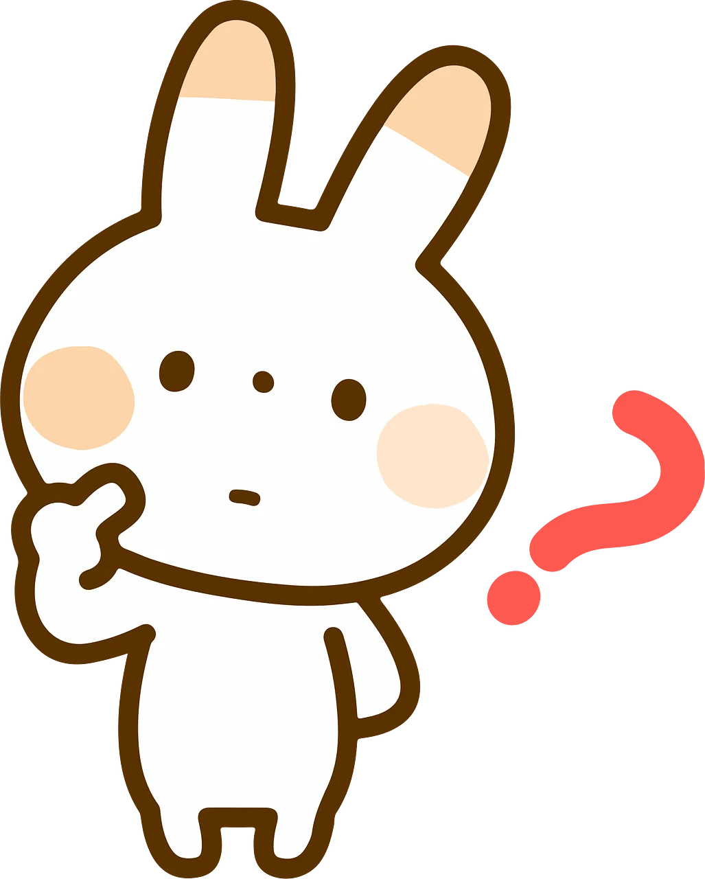 Curious Bunny Clipart: Adorable Cartoon Character with Pondering Expression