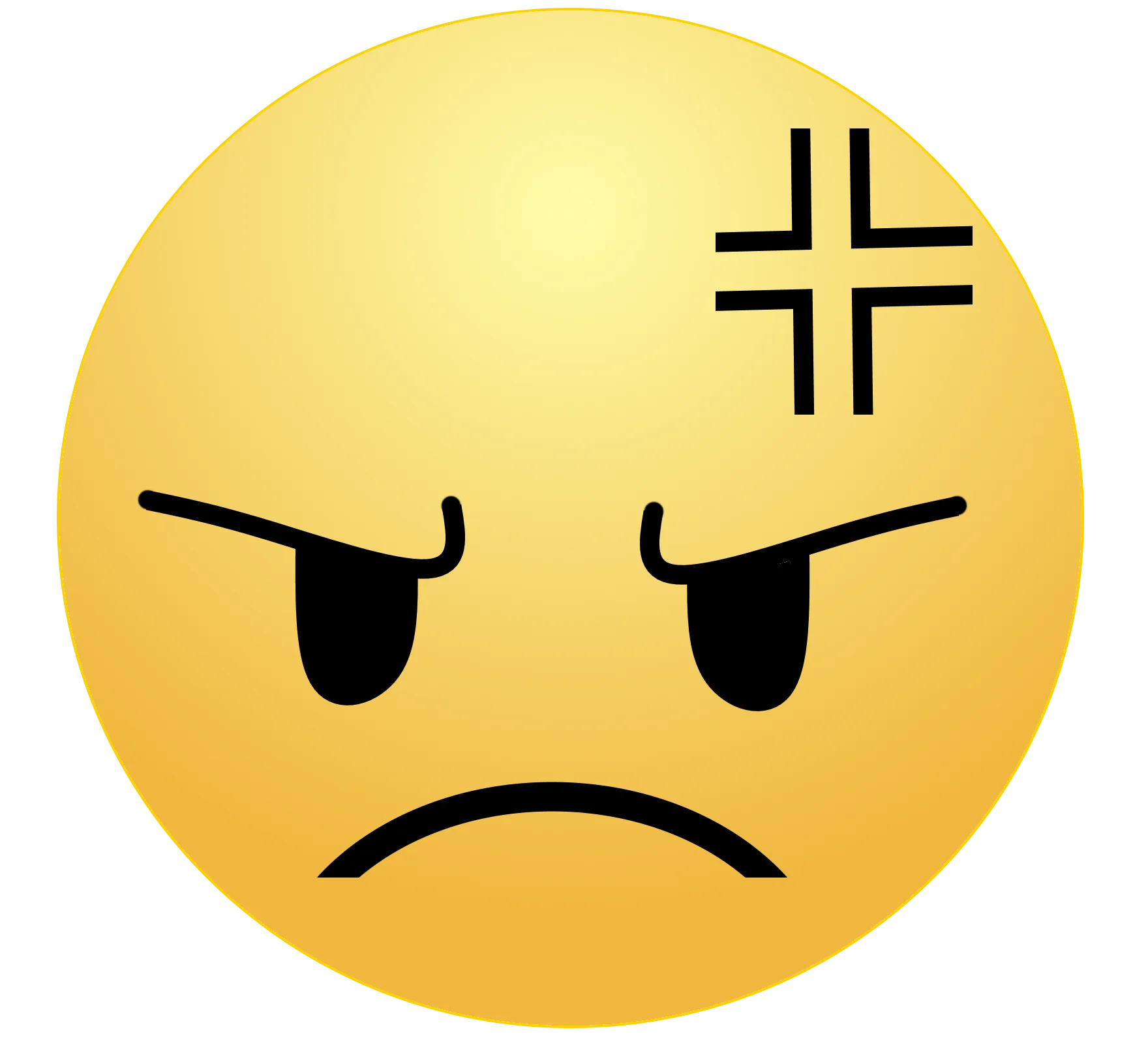 Frustrated Emoji Clipart: Angry Yellow Face with Furrowed Brow and Crossed Symbol