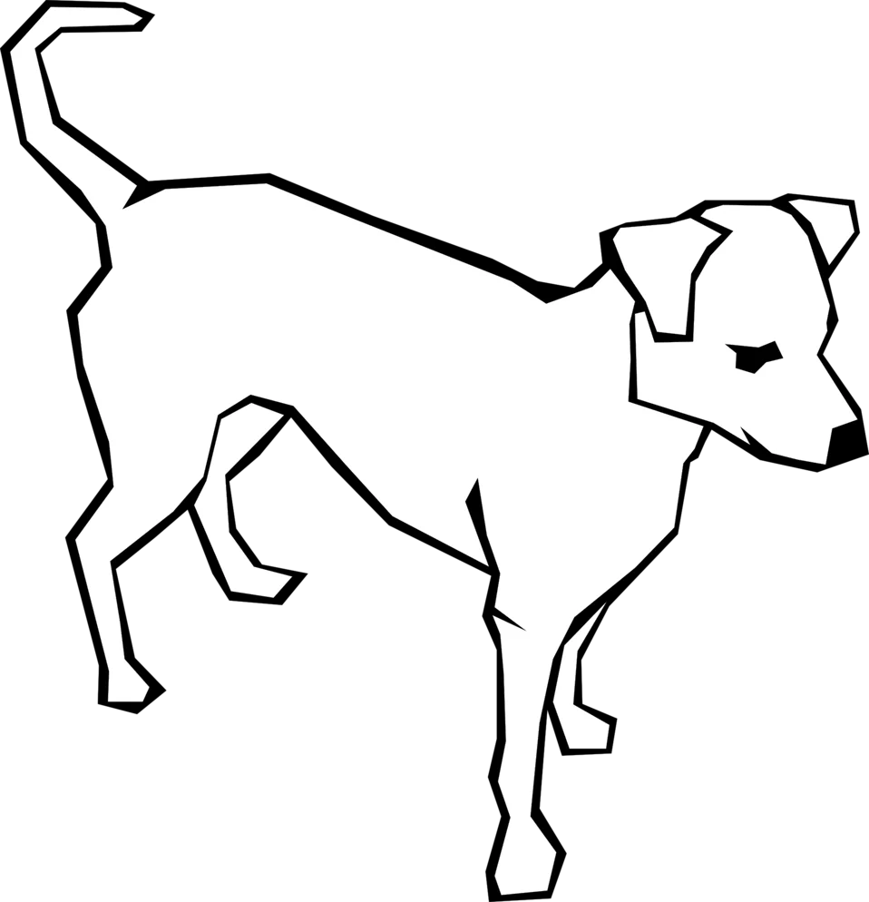 Minimalist Black and White Dog Clipart Illustration with Clean Lines