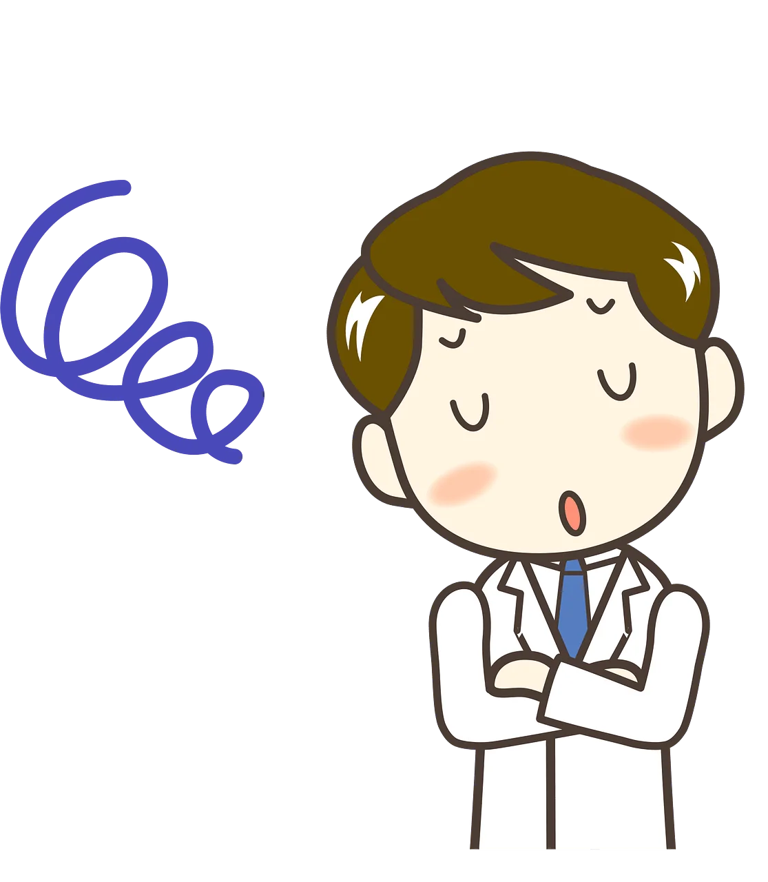 Perplexed Professional in White Coat: A Thoughtful Clipart Illustration of Contemplation