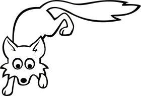 Playful Black and White Fox Clipart with Whimsical Cartoon Style Design