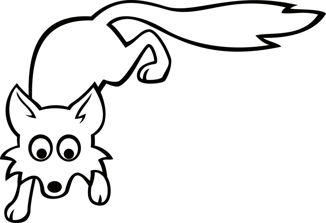 Playful Black and White Fox Clipart with Whimsical Cartoon Style Design