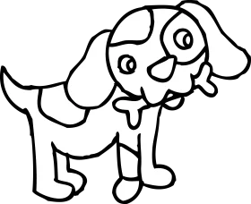 Playful Spotted Puppy Clipart: A Simple Black and White Line Drawing