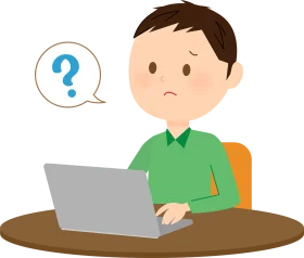 Puzzled Person Using Laptop: A Cartoon Clipart Illustration of Confusion