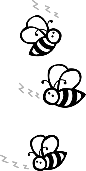 Sleepy Black and White Bumble Bee Clipart Collection with Zzz Effect